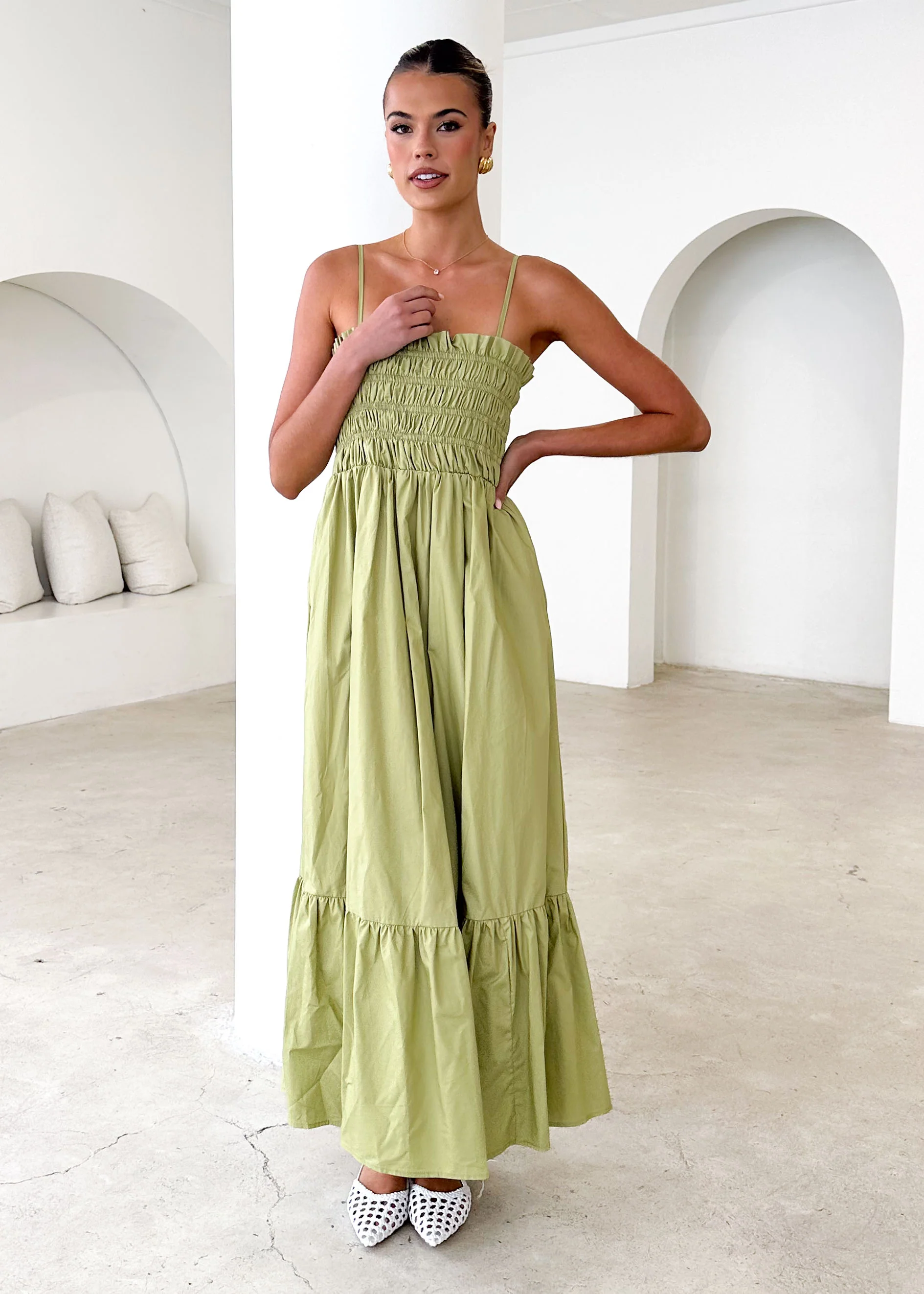 Maple Maxi Dress - Pistachio - Honorern