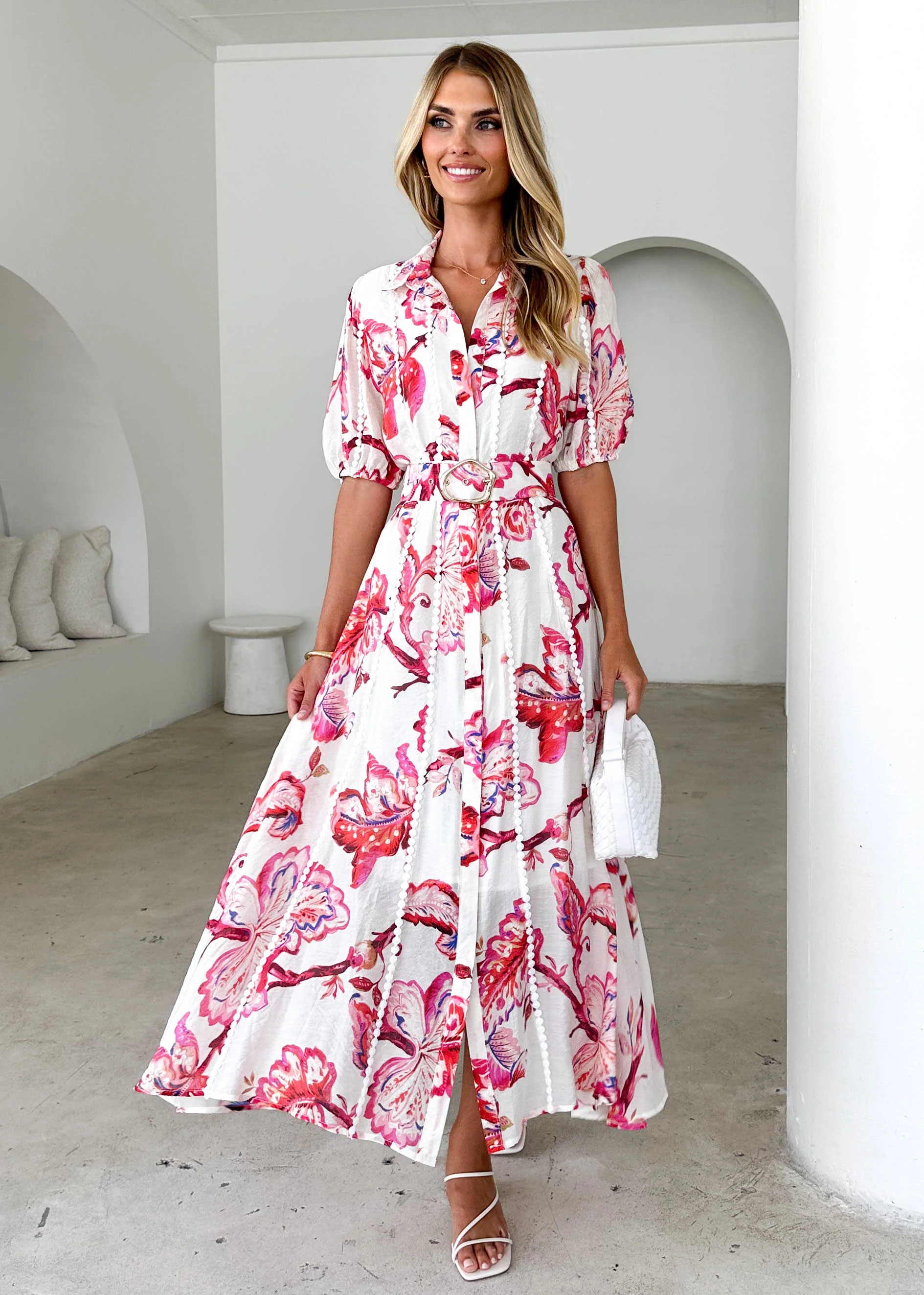 Mannia Maxi Dress - Red Floral - Honorern