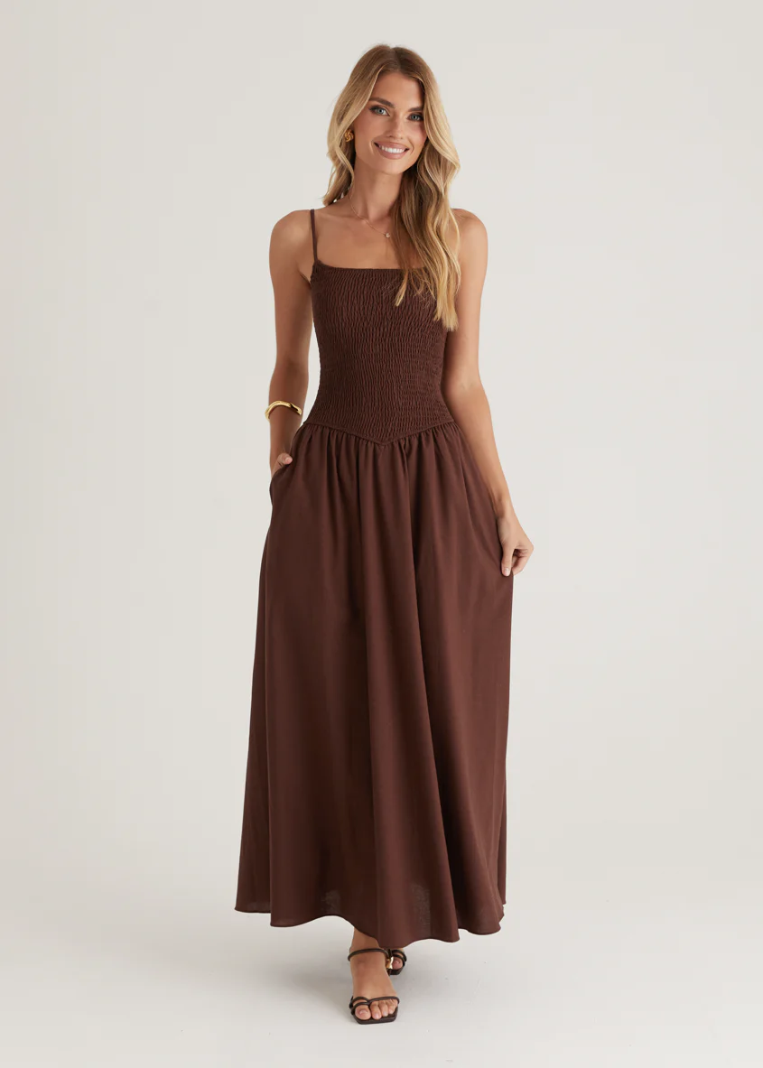 Skye Maxi Dress - Chocolate - Honorern