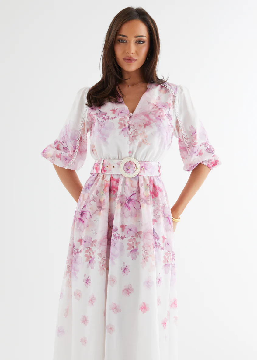 Lani Maxi Dress - Pink Flowers - Honorern