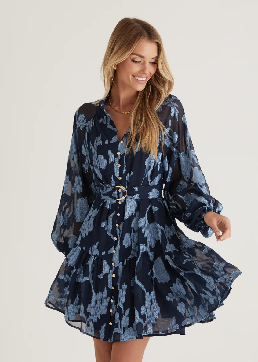 Azalea Dress - Blue Floral - Honorern