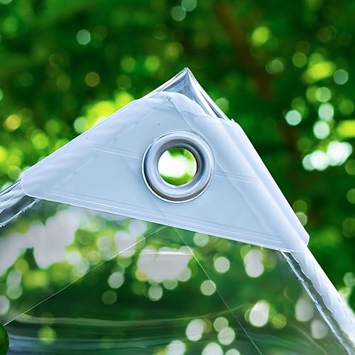 Telo Trasparente Occhiellato, 1×1 m Telo Impermeabile Esterno impermeabile per uso, portici allaperto, balconi, vivai contro la pioggia - Honorern