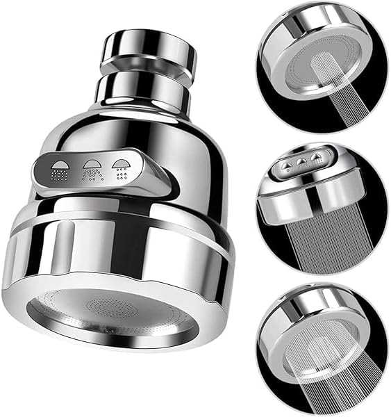 Rubinetto Lavandino Rompigetto Compatibilità Universale 3 Modalità Flusso Anti Schizzo e Risparmio Idrico, filtro acqua Cucina Bagno Aeratore Rubinetto Cucina Girevole 360°Guarnizioni eTeflon Inclusi. - Honorern