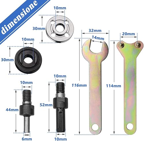 Mesee Kit Conversione di Trapano Elettrico in Smerigliatrice Angolare, M6 & M10 Biella di Conversione per Trapano a Mano con Chiave Set Adattatore Mandrino per Levigatura Smerigliatura Lucidatura - Honorern