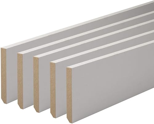 Battiscopa in legno bianco preverniciato, prodotto in Francia, finitura quadrata altezza 10 cm, lunghezza a scelta. (10 ml) - Honorern