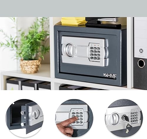 HMF 4612812 Cassaforte Mobile, Tresoro con Serratura Elettronica, Armadi di Sicurezza, Raccoglitore A4, 48 x 36 x 37 cm, antracite - Honorern