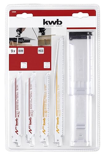 kwb Set di lame per sega alternativa da 8 pezzi per legno e metallo - Con scatola di immagazzinamento - Adatto per code di volpe elettriche - Honorern