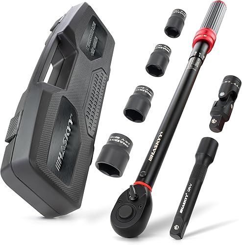 HASKYY Chiave dinamometrica, 1/2', 40-220 Nm, dadi 17 19 21 23 mm, giunto cardanico con adattatore di prolunga per moto, auto, quad - Honorern