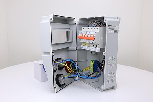 RSE Distributore di corrente da parete, completamente cablato, 4 circuiti, 128 A, 230 V, IP65, 210 x 122 x 210 mm, CEE Bals, Schuko, LS, RSE-001739 - Honorern