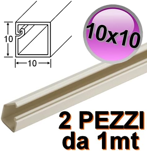 Mini canalina 10x10 mm in plastica per cavo elettrico - 2 pz da 1 mt - Honorern