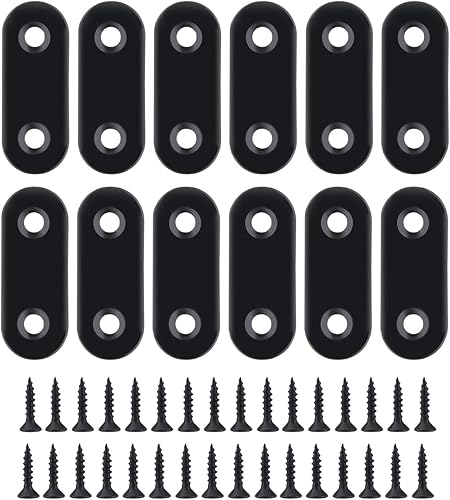 16 Pezzi Staffa Dritta Forata, 40x16mm Nero Staffe Piatte Dritte in Acciaio Inox Staffa Angolare Dritta Staffa per Piastra di Riparazione con Viti per Riparazione Mobili in Legno - Honorern