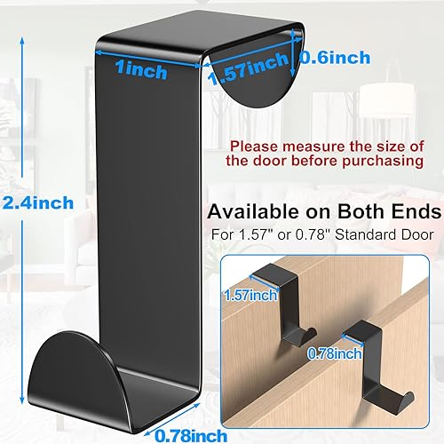 Gancio per Porta, 6 Pezzi Porta Appendiabiti Acciaio Inossidabile Ganci Appendiabiti, Porta Asciugamani Per Camera Da Letto, Bagno, Cucina, Armadietto, Argento - Honorern