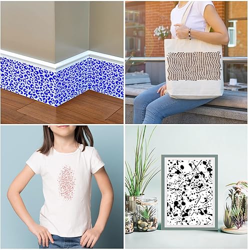 8 Pezzi Modelli di Pittura Leopardata,Painting Stencil Templates,Stencil Geometrici Stencil di Pittura per Tegola Legna Tela Pavimento Parete Mobili Decorazioni - Honorern
