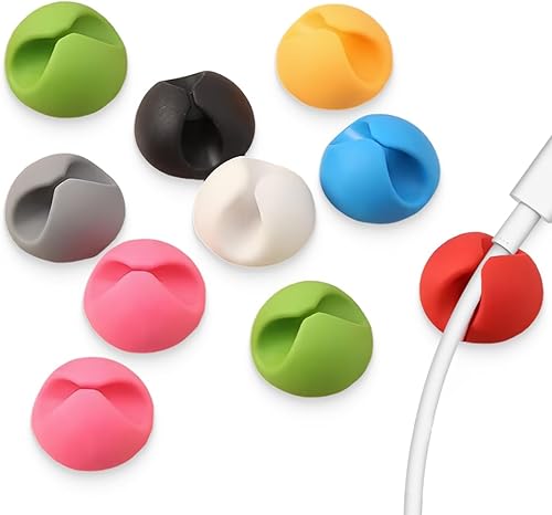 10 Pezzi Cable Clips, Fermacavi Multifunzione, Clip per Cavi, Porta Cavo Comodino, Cable Organizer per TV PC Laptop Casa Ufficio - Honorern