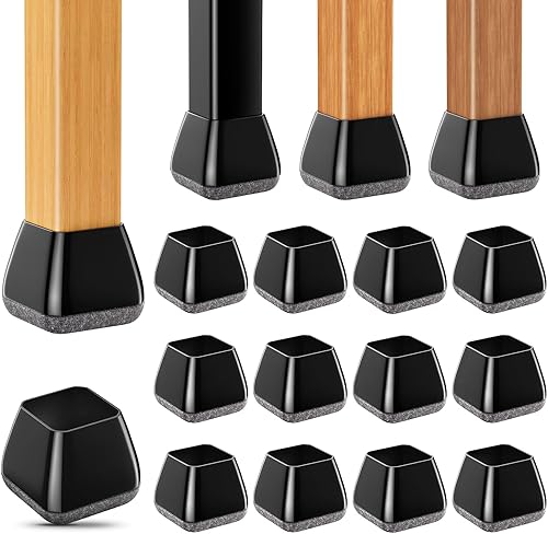 32 Pezzi Gommini per Sedie, 30-40mm Tappi Piedini per Sedie Silicone Nero, Feltrini Sedie Silicone Piazza, per Proteggere i Pavimenti da Graffi e Rumori - Honorern