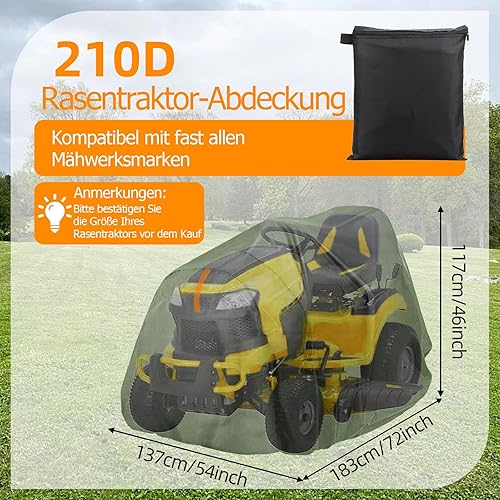 Telo di copertura impermeabile per trattori tosaerba, 210D Oxford, con custodia, resistente ai raggi UV, per giardino e esterni, 183 x 137 x 117 cm - Honorern