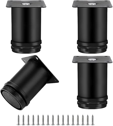 Piedini per mobili, 4 pezzi, piedini rotondi per armadi, gambe regolabili da 5 cm, in acciaio inox, per sedie, tavolo e divano - Honorern