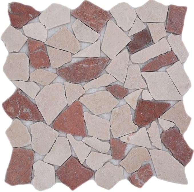 Mosaik MoS44-1002 - Piastrelle in marmo con pietra naturale, colore rosso/beige - Honorern