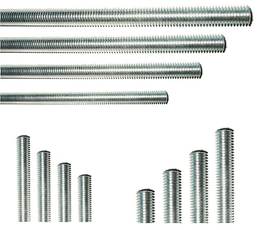 Asta filettata DIN975, 100 cm, in acciaio inox V2A, barra filettata, 1 asta M6 M8 M10 M12, perno di fissaggio per pali filettati zincati, ringhiera piena (acciaio inox V2A, M10/100 cm) - Honorern
