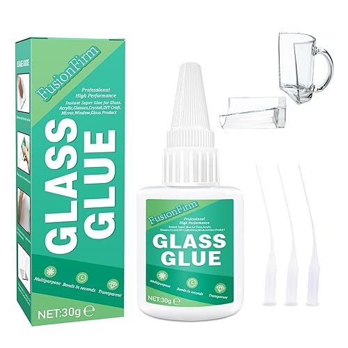 Colla per Vetro, 30g Acrilica Trasparente Impermeabile - Super Colla Istantanea per Acrilico, Cristalli, Artigianato Fai-da-te, Crystal, Mirror - Honorern
