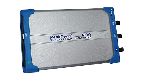PeakTech 1290 – Oscilloscopio per PC a 2 canali (25 MHz) con USB e LAN, Software per PC, DSO, Oscilloscopio a memoria digitale (10 MiB/Ch), 20 Modalità di misurazione automatica - Per Windows - Honorern