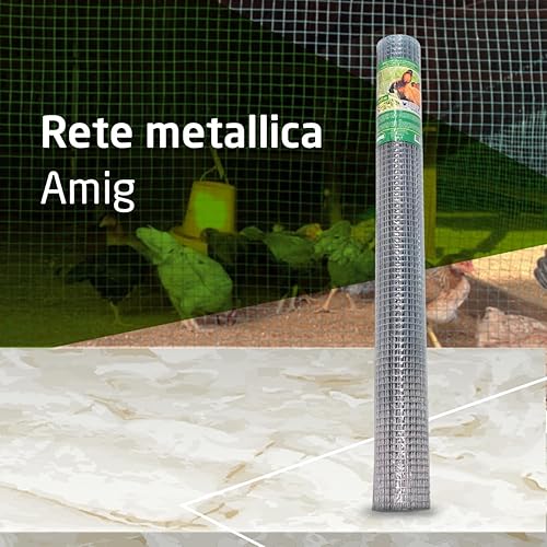 Amig - Rete Metallica Zincata Quadrata | Realizzato in acciaio zincato | Misure: 1 mx 5 m | Ideale per applicazioni di pollame, agricoltura, giardinaggio ed edilizia - Honorern