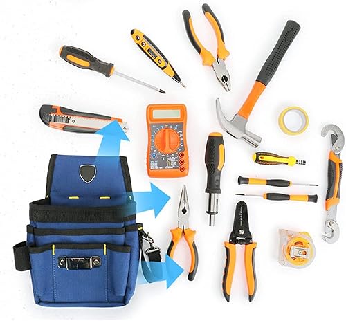 Cintura Porta Attrezzi Da Lavoro,Cintura Porta Attrezzi Con 8 Tasche,Tela Robusta,Con Cintura Regolabile,Porta Attrezzi Da Cintura,Cintura Attrezzi Per Elettricisti,Falegnami,Giardinieri - Honorern