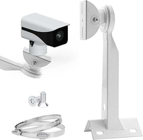 Supporto per asta: clip per telecamera di sorveglianza con 2 passanti regolabili, montaggio in metallo, supporto angolare verticale, supporto per fotocamera ad anello per telecamere CCTV - Honorern