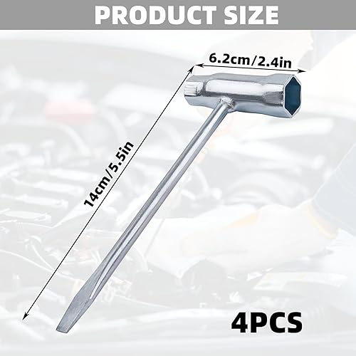 Confezione da 4 chiavi per motosega, chiave candela 13 mm x 19 mm, chiave per motosega, chiave a T, chiave per motosega, chiavi combinate per motoseghe tosaerba, decespugliatori, tosaerba - Honorern