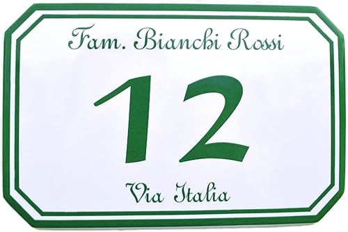 Ceramic'Arte Numero Civico Esterno Ceramica Personalizzato. RESISTENTE A VITA ALL'ESTERNO. INSERISCI TUTTO QUELLO CHE VUOI - Honorern