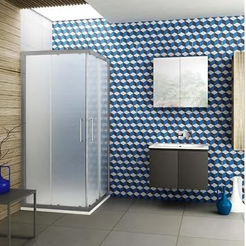 BOX DOCCIA ANGOLARE SCORREVOLE KARMEN ANTE IN VETRO CRISTALLO OPACO SATINATO 6mm QUADRATO - RETTANGOLARE - SEMICIRCOLARE (90x100 Rettangolare) - Honorern