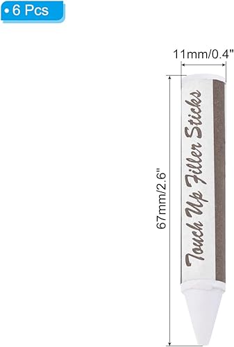 Pennarelli Ritocchi Mobili, 6pz Bastoncini Cera per Stucco per Legno, Pastelli Riparazione Mobili per Graffi, Pavimento Legno, Fori, Tavoli, Bianco - Honorern