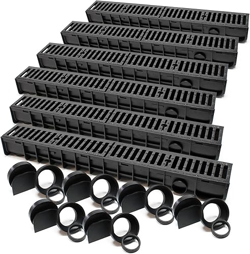 Wiltec Canale di scolo 6x1m con griglia per Scarico Acqua 25t Canaletta di drenaggio - Honorern