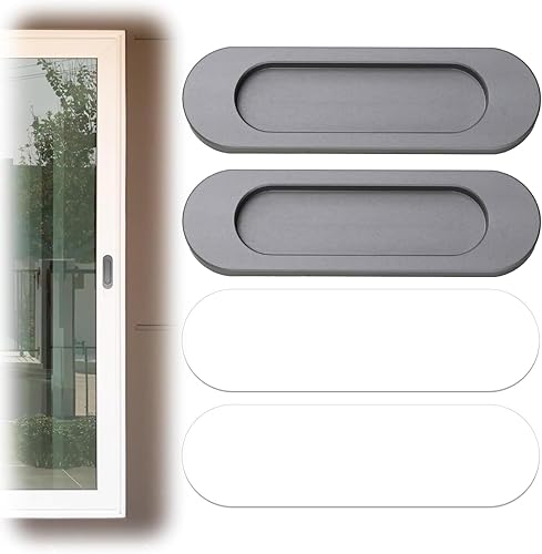 2 maniglie autoadesive ovali scorrevoli in lega di alluminio, design moderno, senza foratura, per porte di fienili, finestre, armadi (grigio, 100 mm) - Honorern