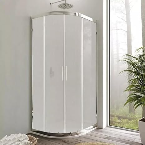 BOX DOCCIA ANGOLARE SCORREVOLE KARMEN ANTE IN VETRO CRISTALLO OPACO SATINATO 6mm QUADRATO - RETTANGOLARE - SEMICIRCOLARE (90x100 Rettangolare) - Honorern