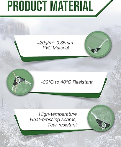 FoundGo 2.5x3m Telo Impermeabile Esterno Trasparente [420g/m² 0.35mm] Telone Trasparente per Esterni con Occhielli Impermeabile per Gazebo da Giardino con Corde e Fascette - Honorern