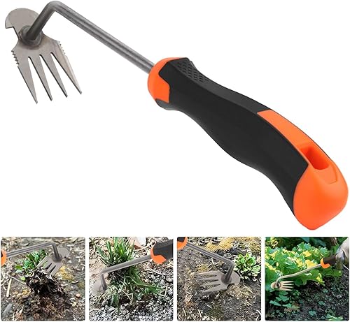 Dispositivo di rimozione delle erbacce, giardinaggio a mano, trituratore per erbacce con gambo, strumento da giardino, dispositivo di rimozione delle erbacce, artiglio da giardino a 4 denti, - Honorern