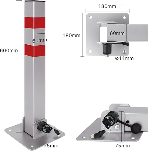 1 palo pieghevole per parcheggio con 3 chiavi, robusto e stabile, di tipo B - Honorern