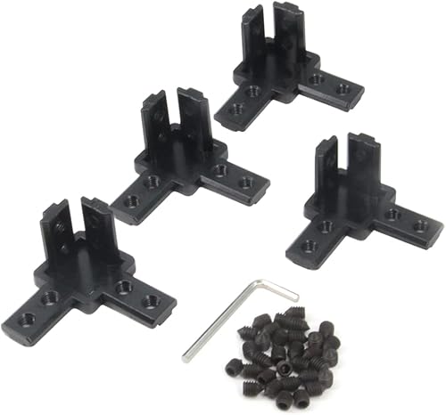 Zeberoxyz 4 connettori a linea retta, lunghezza 7,1 pollici, con viti M6 per slot 3030 Serie T 8 mm, profilo a pressione in alluminio (serie 3030, staffe dritte, nere) - Honorern