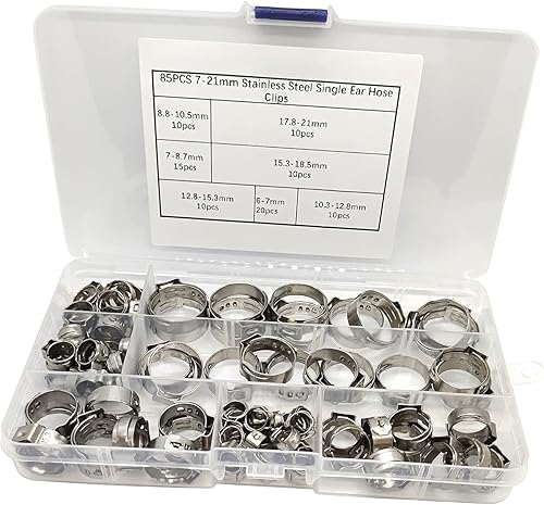 ALLNICE - Fascette per tubo a orecchio singolo, in acciaio inox 304, regolabili, set assortito per applicazioni idrauliche e di approvvigionamento idrico - Honorern