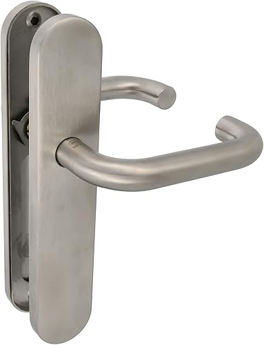 Amig - Set di maniglie con piastra per porte | Mod. 3PXB85 | 139 x Ø19 mm | Quadretto da 8 mm | Design elegante e semplice | Acciaio inossidabile 18/8 argento opaco - Honorern