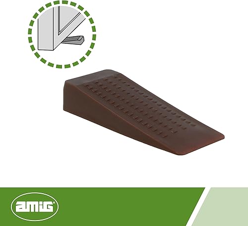 Amig - Cuneo in plastica | Fermaporta in pendenza con segni antiscivolo | Fermaporta interno | Colore: marrone scuro - Honorern
