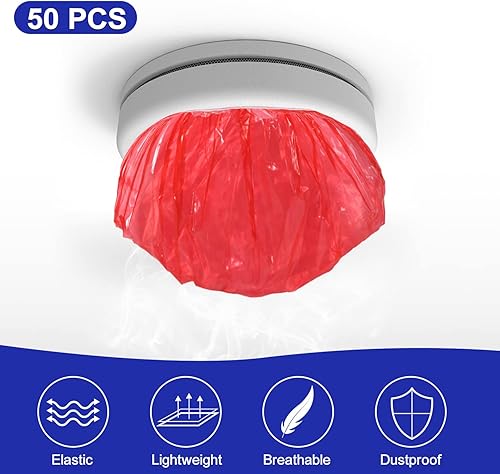 50pz Copertura per Rilevatore di Fumo, Riutilizzabile in Plastica Elastica Ispessita Copertura Antipolvere per Allarme Tappo per Allarme Antincendio per Casa Cucina Cottura al Forno (Rosso) - Honorern