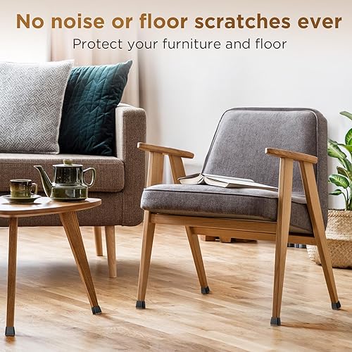 32 Pezzi Gommini per Sedie, 30-40mm Tappi Piedini per Sedie Silicone Nero, Feltrini Sedie Silicone Piazza, per Proteggere i Pavimenti da Graffi e Rumori - Honorern