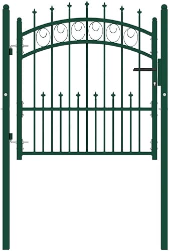 Cancello per Recinzione con Punte in Acciaio 100x100 cm Verde (14,75KG) - Honorern