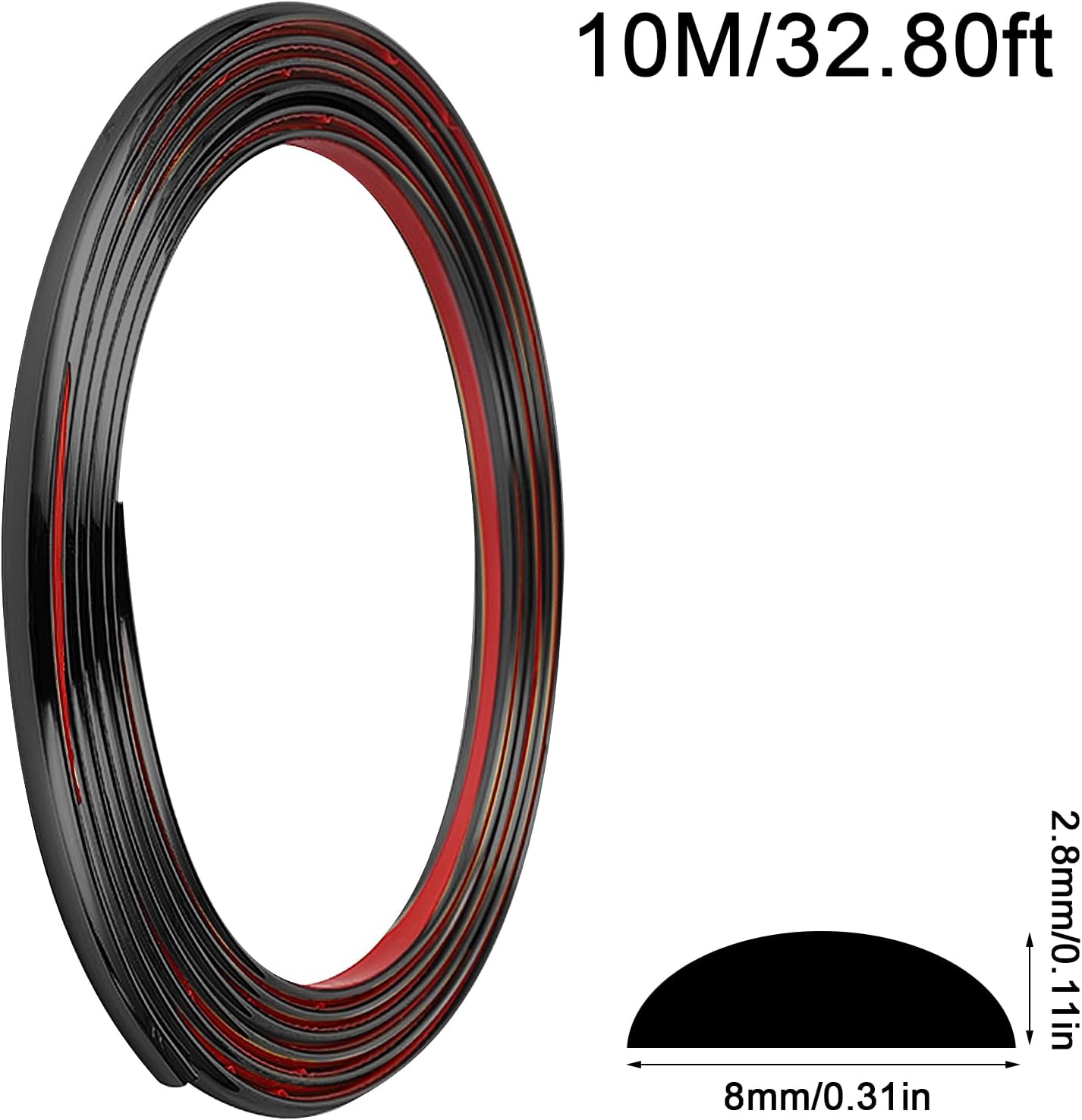 Modanature decorative flessibili, autoadesive, 10 m, per parete, soffitto, parete, specchio, angolo, armadio, armadio e rivestimento automatico (10 m nero) - Honorern