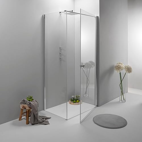 Box Doccia Angolare 80x100 Cm Porta Battente con Lato Fisso Trasparente - Honorern