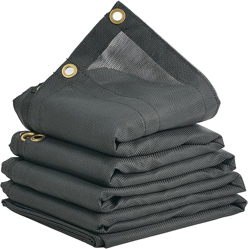 VEVOR Telo in Rete per Autocarro con Cassone Ribaltabile, 8 x 18 Piedi, Copertura Nera Resistente Rivestita in PVC con Doppia Tasca da 5,5' 18 Once, Occhielli in Ottone, Fettuccia Doppia Cucitura - Honorern