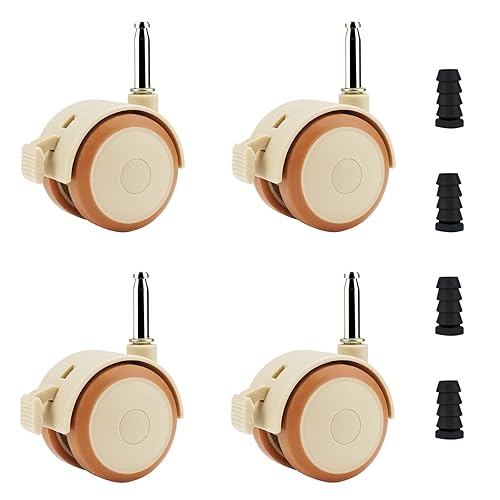 Rotelle per Mobili Ruote Piroettanti, Ruote Girevoli con Freno, Set di 4 Ruote girevoli in Gomma per Lettino per Bambini, Accessori per Ruote per Culla,Doppia Ruota silenziosa con ste, ruota in gomma - Honorern