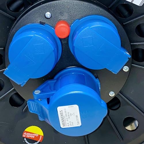 CEE - Avvolgicavo da campeggio con cavo in gomma da 25 m, H07RN-F 3G2,5, 3 x 2,5 mm, 230V 16A, spina CEE con presa CEE + 2 prese Schuko – IP44 cavo da campeggio – Accessori per camper barca roulotte - Honorern